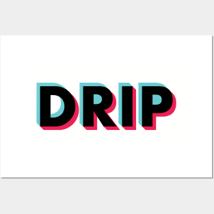 Drip Glitch Black Posters and Art